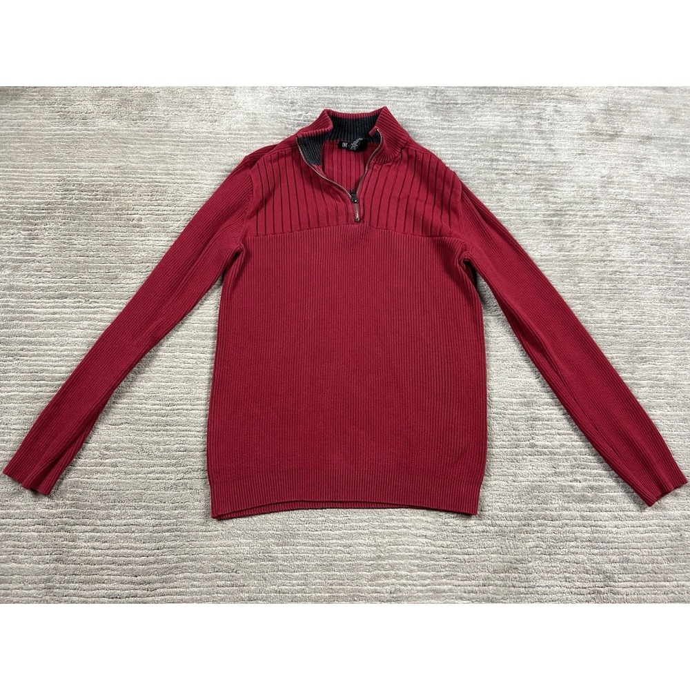 INC International Concepts Sweater Womens XL Red 1/4 Zip Pullover Ribbed Casual
